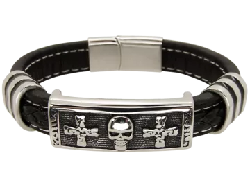 Armband Skull aus Leder mit Verlängerung